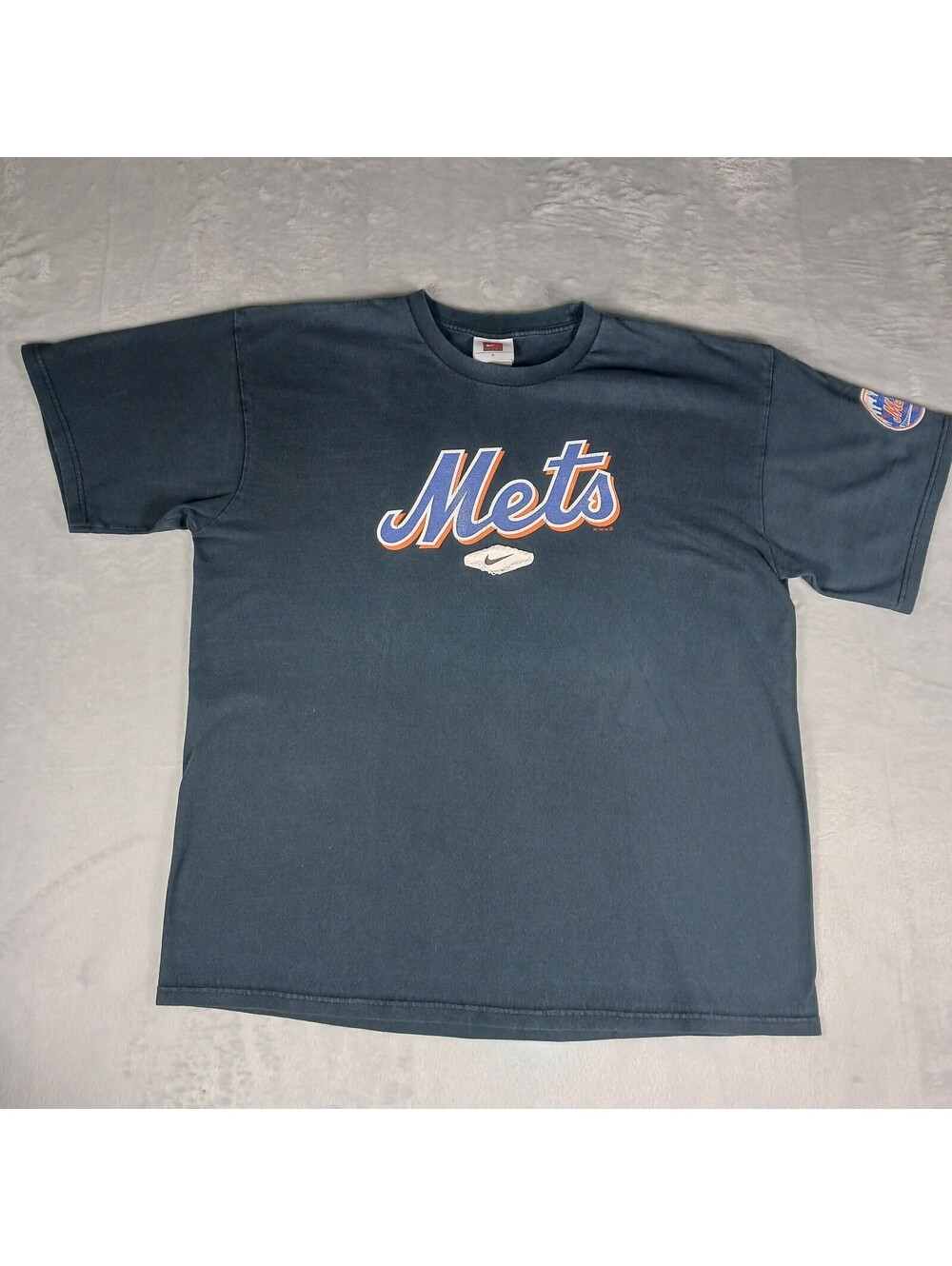 Nike New York Mets Vintage T-Shirt Black Size L  MLB Baseball Center Swoosh 2006